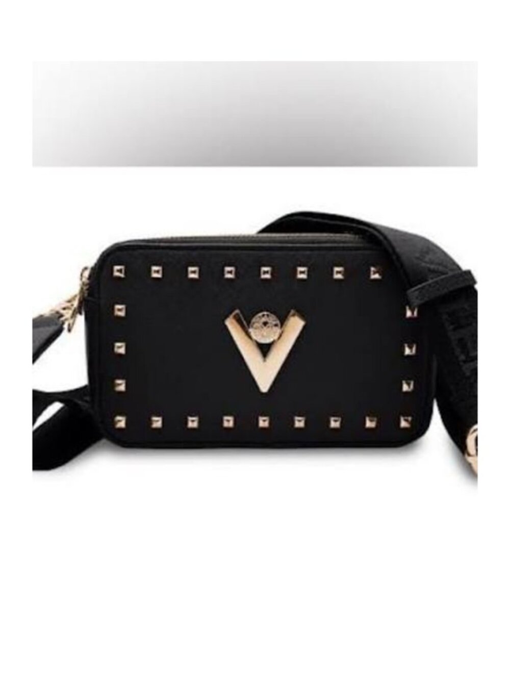 Valentino Orlandi V-2106S Black Gold Studded Convertible Crossbody Bag NWT